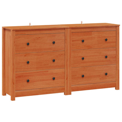 vidaXL Sideboard 2 pcs Wax Brown 140 x 35 x 80 cm Solid Pine Wood