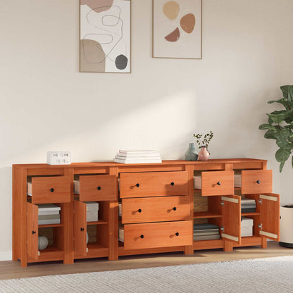 vidaXL Sideboard with Drawer 5 pcs Wax Brown Solid Pine Wood