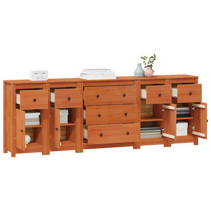 vidaXL Sideboard with Drawer 5 pcs Wax Brown Solid Pine Wood