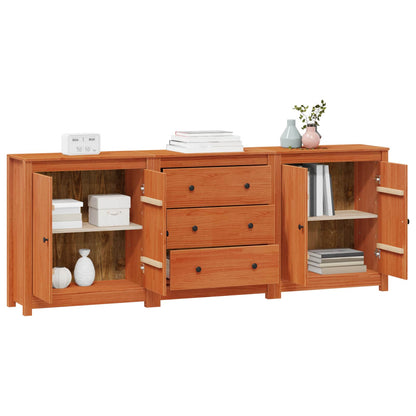 vidaXL Sideboard with Drawer 3 pcs Wax Brown Solid Pine Wood
