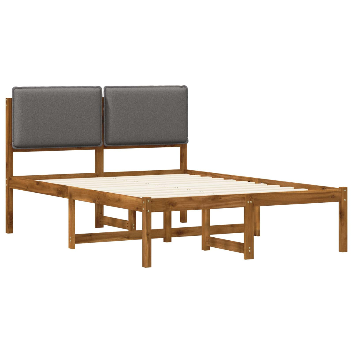 vidaXL Bed Frame with Upholstered Headboard Natural and Light Grey