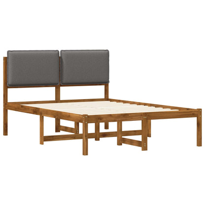 vidaXL Bed Frame with Upholstered Headboard Natural and Light Grey