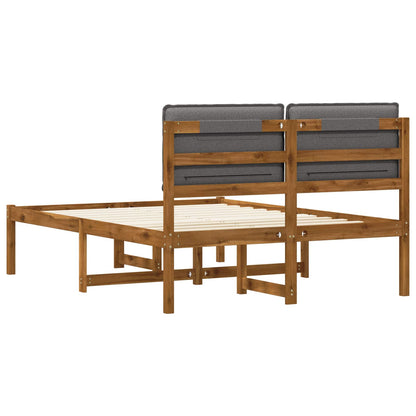 vidaXL Bed Frame with Upholstered Headboard Natural and Light Grey