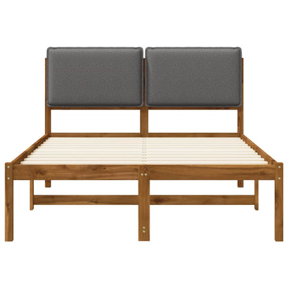 vidaXL Bed Frame with Upholstered Headboard Natural and Light Grey