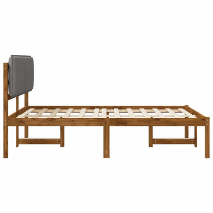 vidaXL Bed Frame with Upholstered Headboard Natural and Light Grey