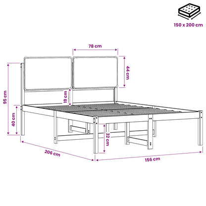vidaXL Bed Frame with Upholstered Headboard Natural and Light Grey
