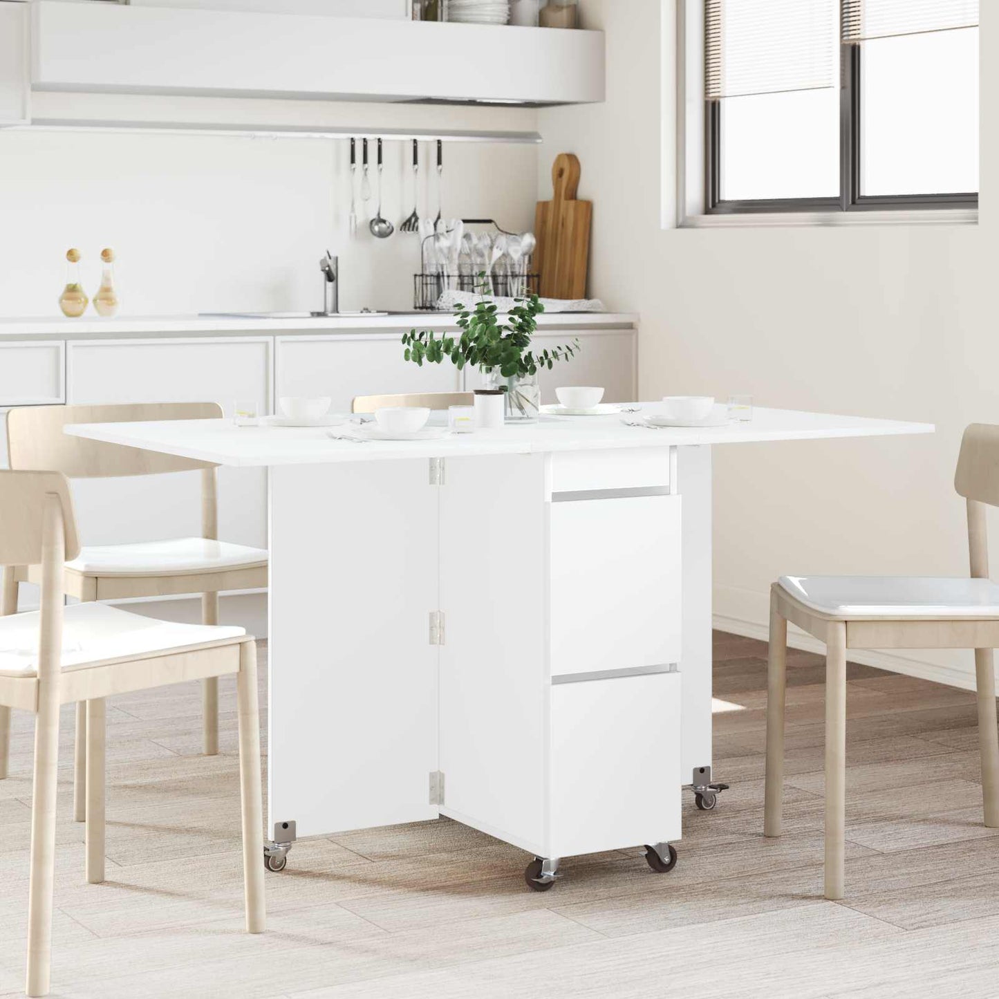 vidaXL Dinning Table 2 pcs 140 x 80 x 77 cm Engineered Wood White