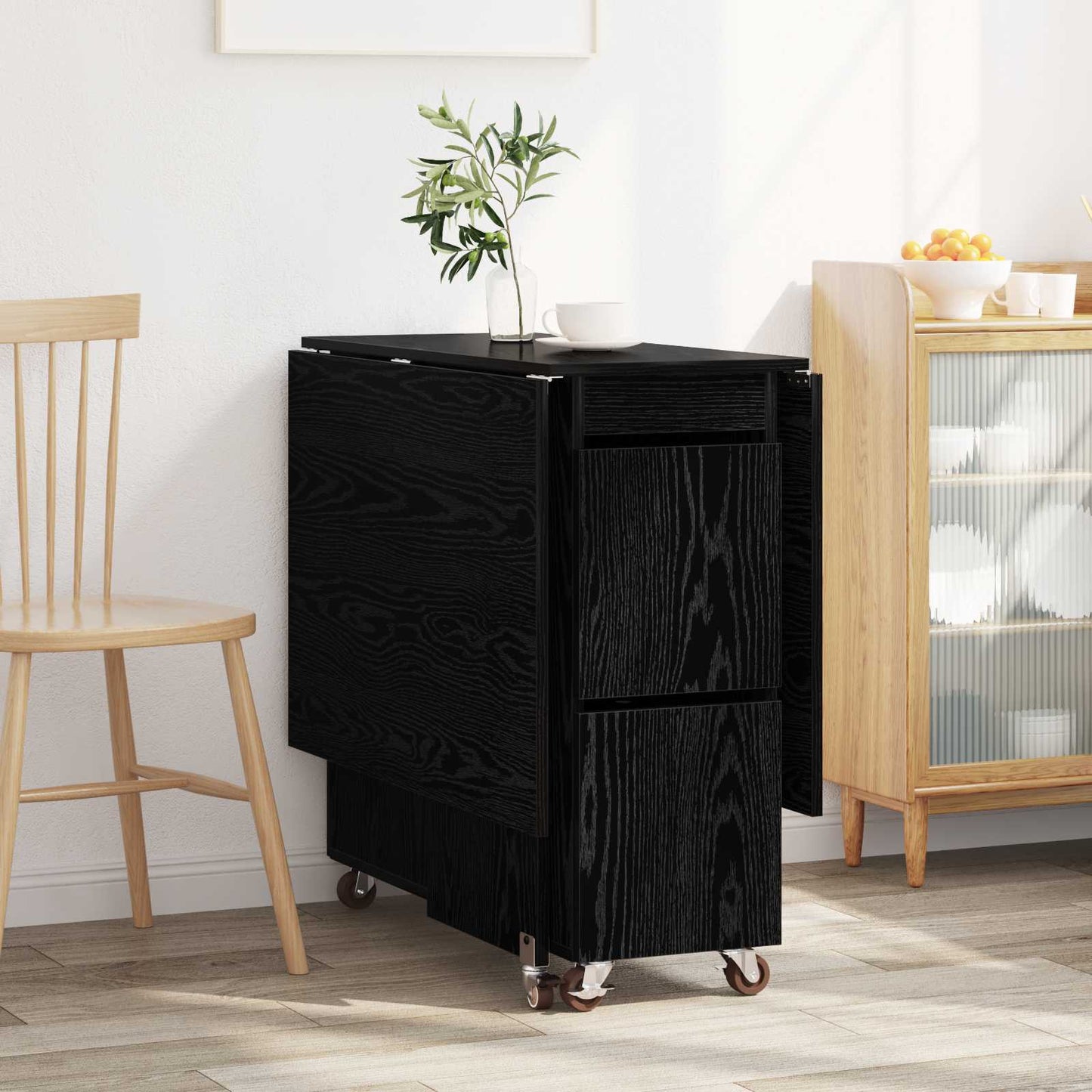 vidaXL Dinning Table 2 pcs 140 x 80 x 77 cm Engineered Wood Black Oak