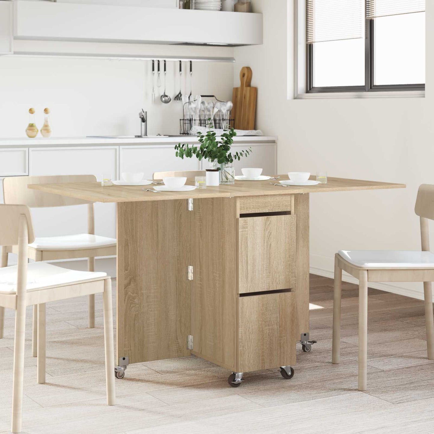 vidaXL Dinning Table 2 pcs 140 x 80 x 77 cm Engineered Wood Sonoma Oak