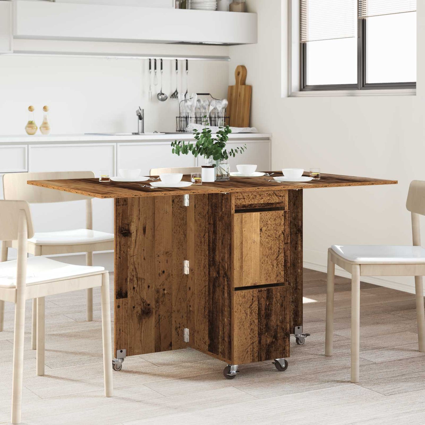 vidaXL Dinning Table 2 pcs 140 x 80 x 77 cm Engineered Wood Old Wood