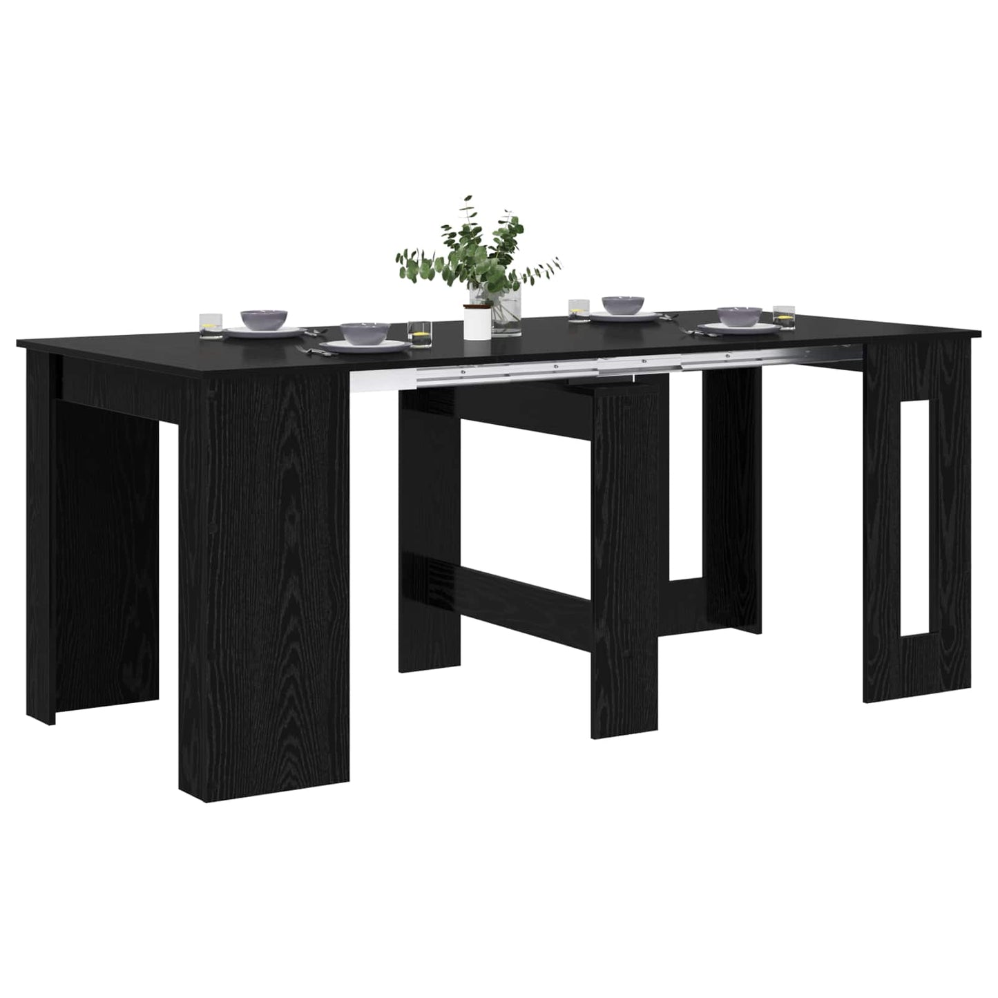 vidaXL Dinning Table 180 x 85 x 75 cm Engineered Wood Black Oak