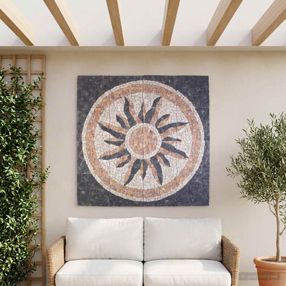 vidaXL Mosaic Tiles Sun Pattern Multicolour 120 x 120 cm Marble