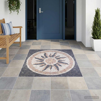 vidaXL Mosaic Tiles Sun Pattern Multicolour 120 x 120 cm Marble