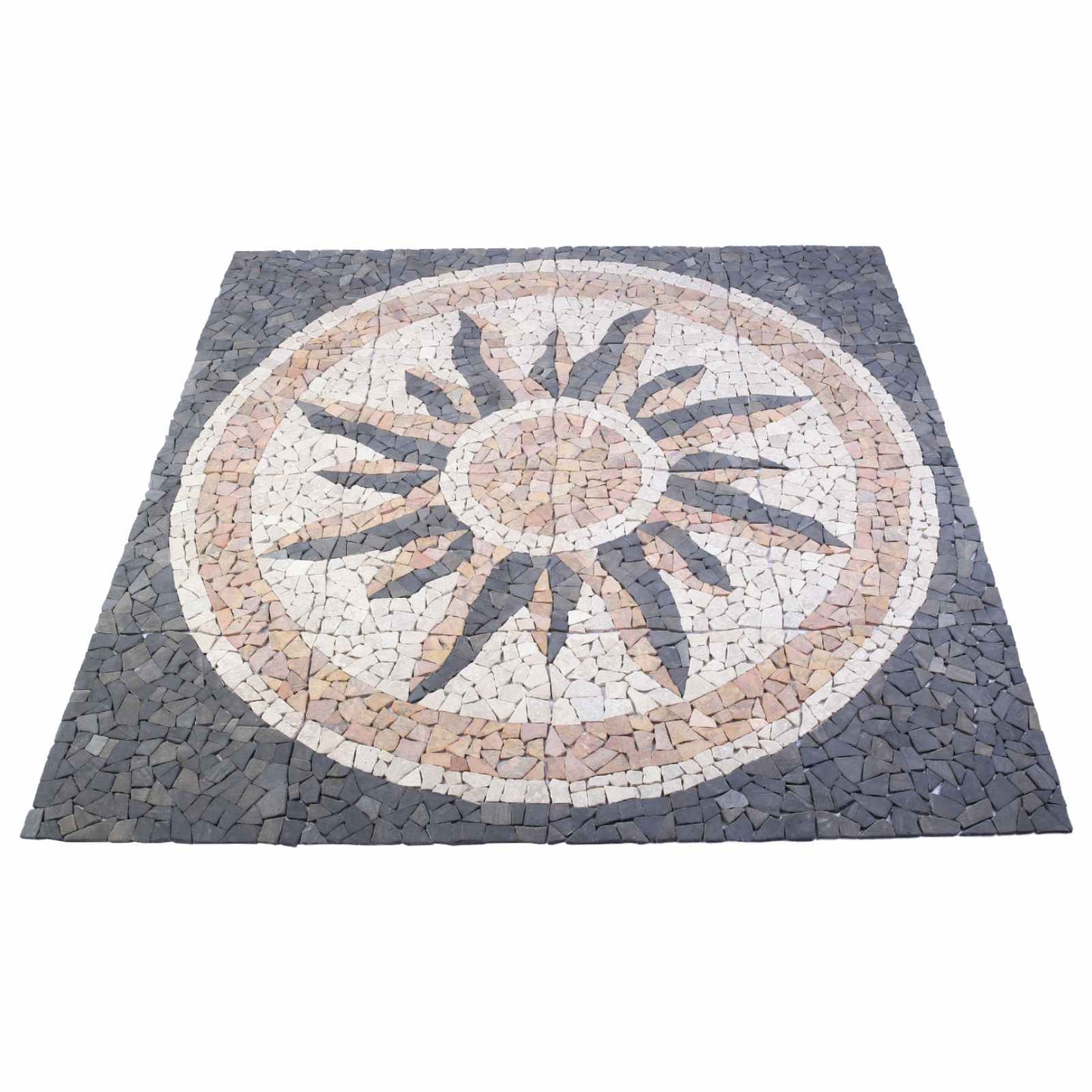 vidaXL Mosaic Tiles Sun Pattern Multicolour 120 x 120 cm Marble