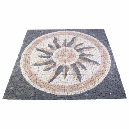 vidaXL Mosaic Tiles Sun Pattern Multicolour 120 x 120 cm Marble