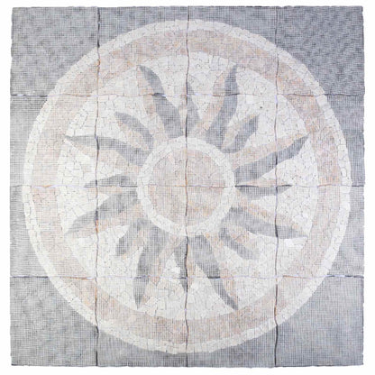 vidaXL Mosaic Tiles Sun Pattern Multicolour 120 x 120 cm Marble