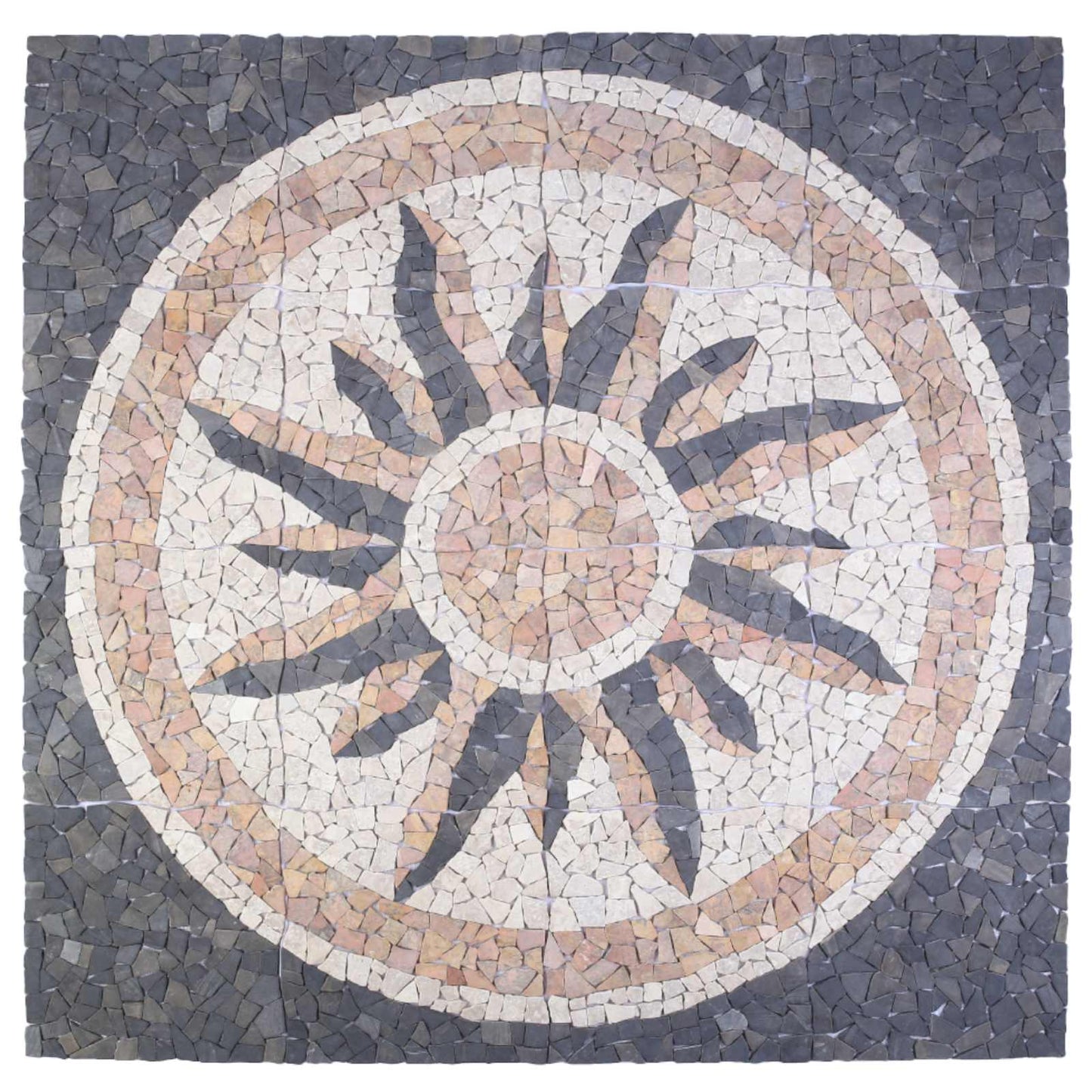 vidaXL Mosaic Tiles Sun Pattern Multicolour 120 x 120 cm Marble