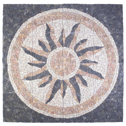 vidaXL Mosaic Tiles Sun Pattern Multicolour 120 x 120 cm Marble