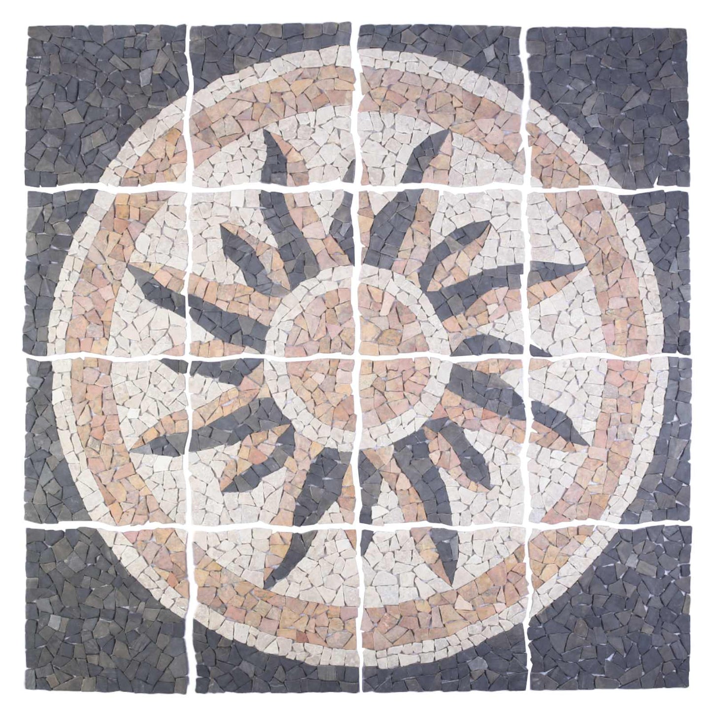 vidaXL Mosaic Tiles Sun Pattern Multicolour 120 x 120 cm Marble
