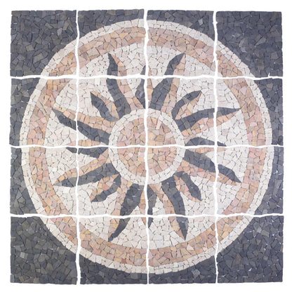 vidaXL Mosaic Tiles Sun Pattern Multicolour 120 x 120 cm Marble