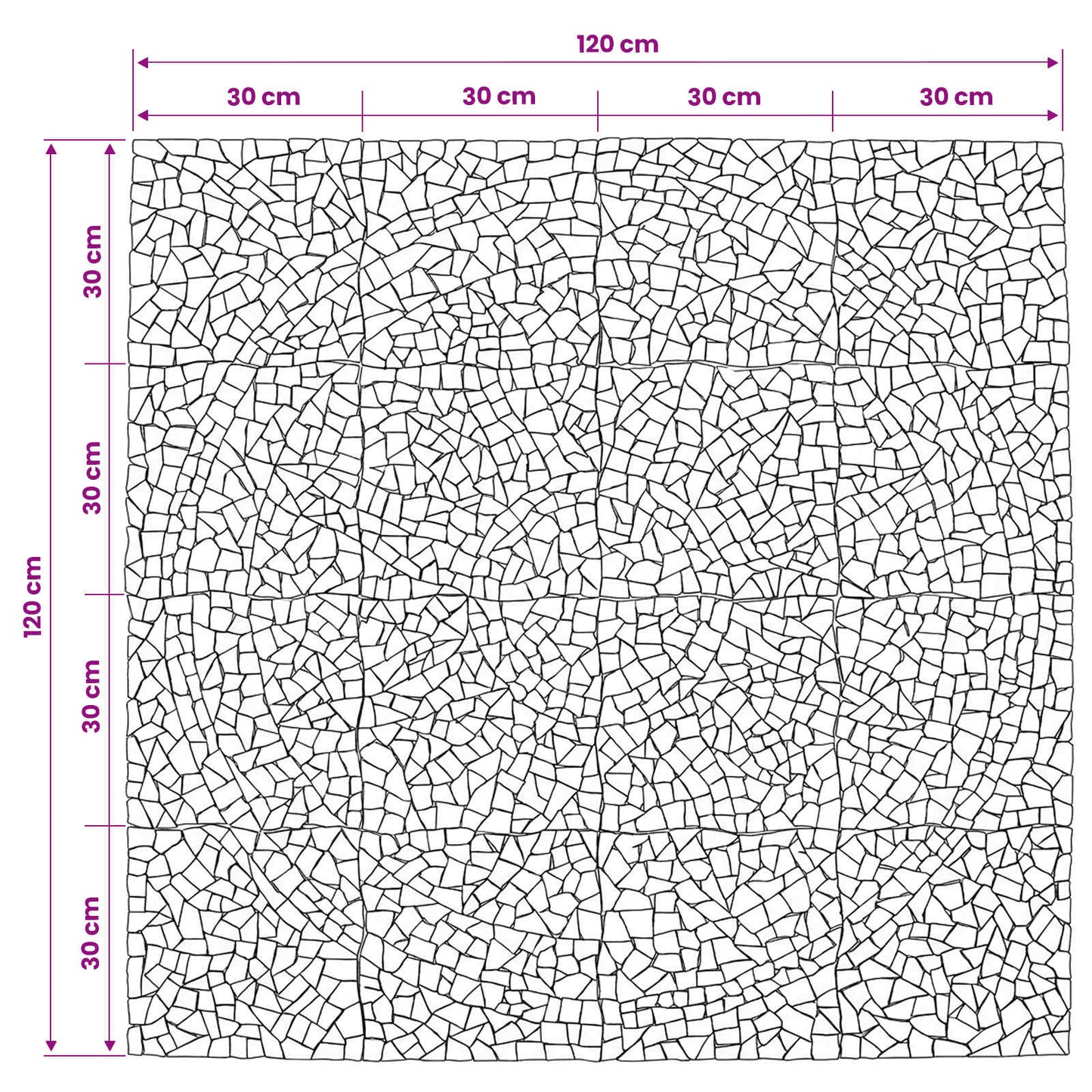 vidaXL Mosaic Tiles Sun Pattern Multicolour 120 x 120 cm Marble