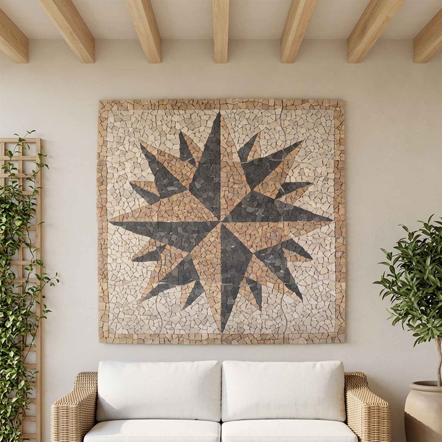 vidaXL Mosaic Tiles Wind Pattern Multicolour 120 x 120 cm Marble