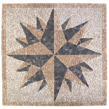 vidaXL Mosaic Tiles Wind Pattern Multicolour 120 x 120 cm Marble