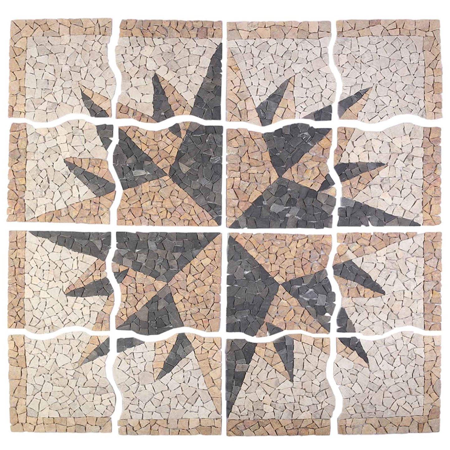 vidaXL Mosaic Tiles Wind Pattern Multicolour 120 x 120 cm Marble
