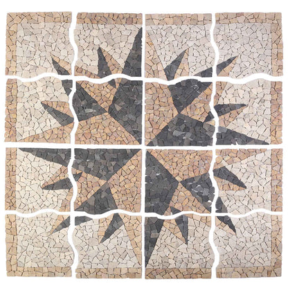 vidaXL Mosaic Tiles Wind Pattern Multicolour 120 x 120 cm Marble