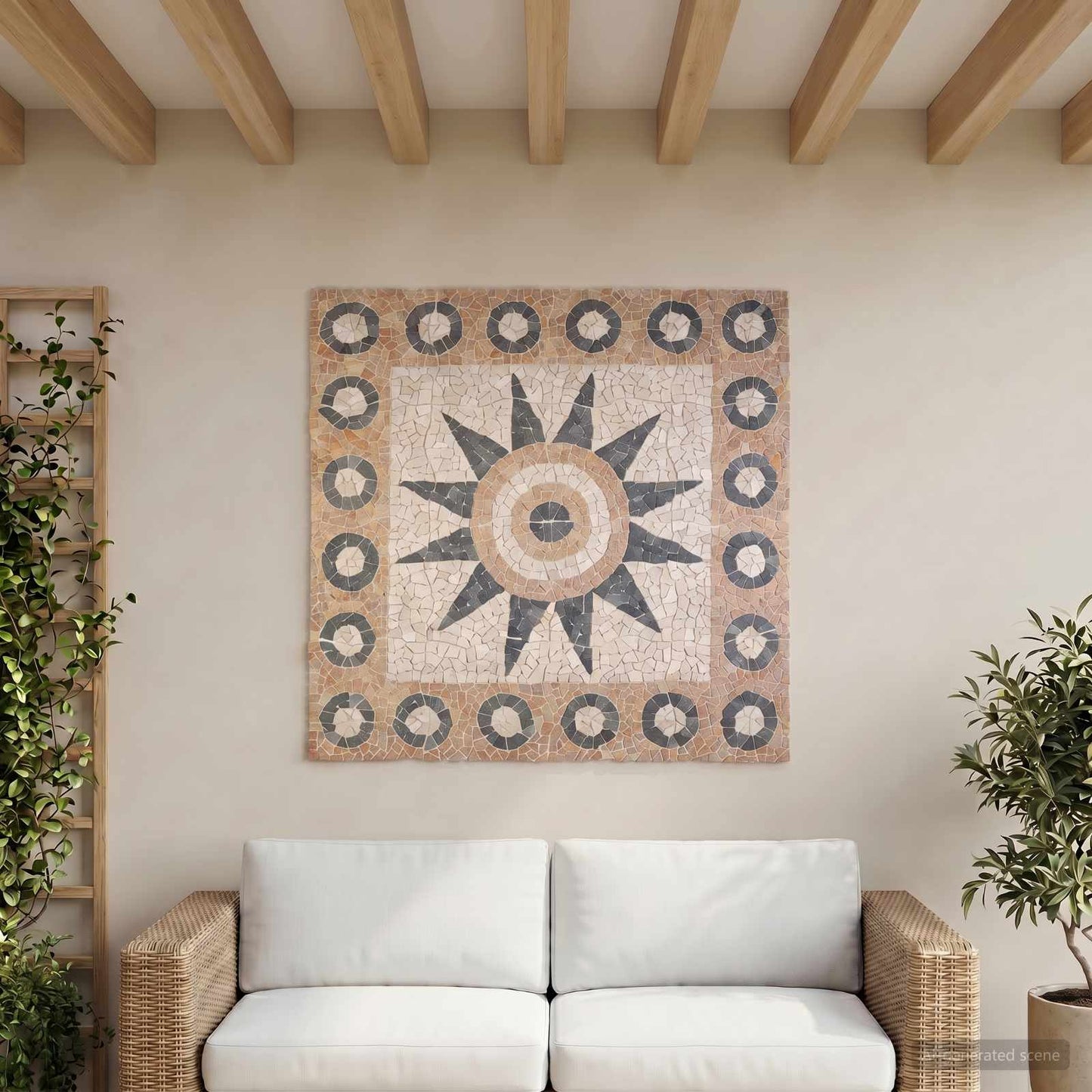 vidaXL Mosaic Tiles Flower Pattern Multicolour 120 x 120 cm Marble