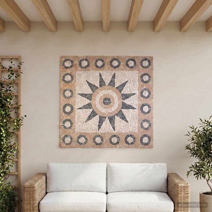 vidaXL Mosaic Tiles Flower Pattern Multicolour 120 x 120 cm Marble