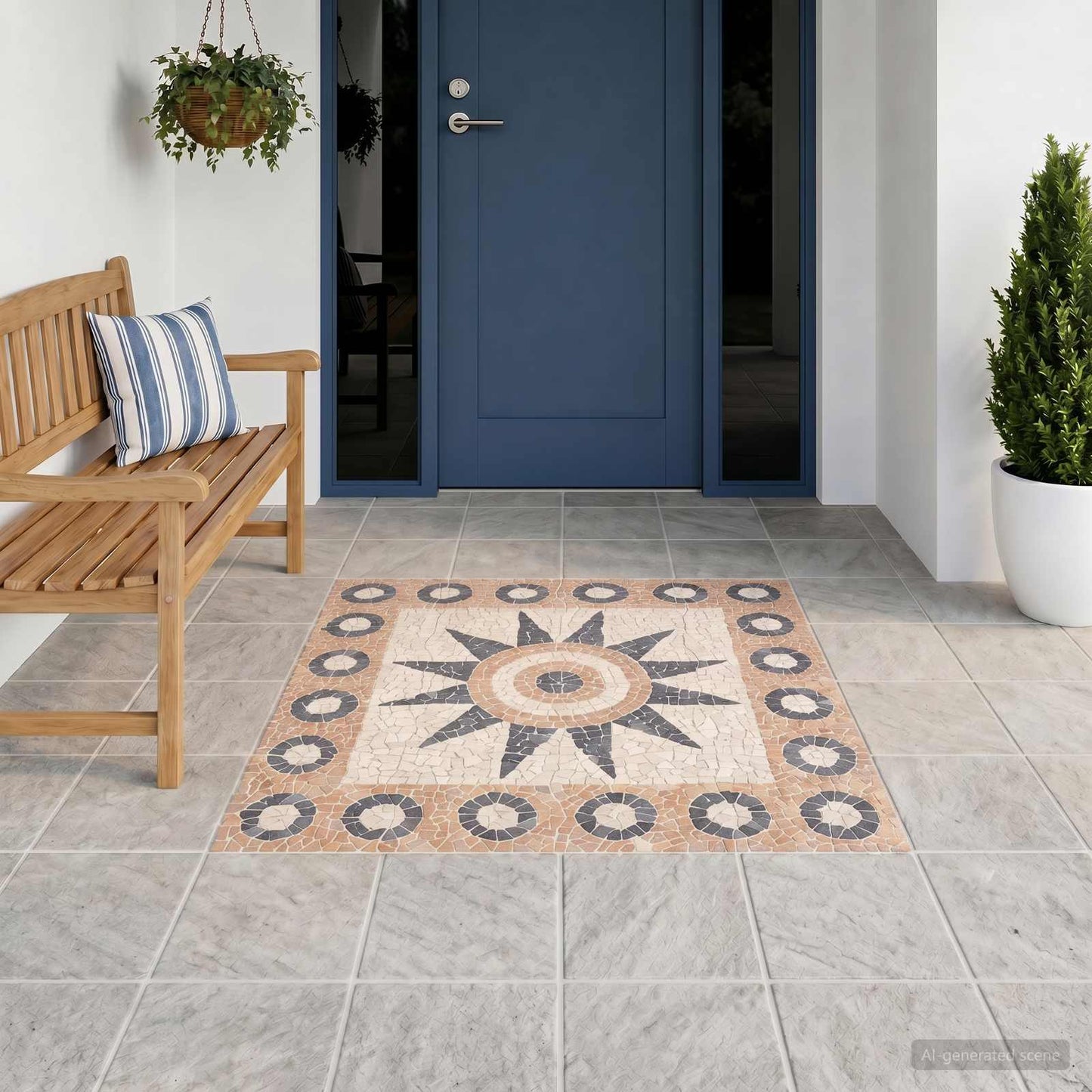 vidaXL Mosaic Tiles Flower Pattern Multicolour 120 x 120 cm Marble