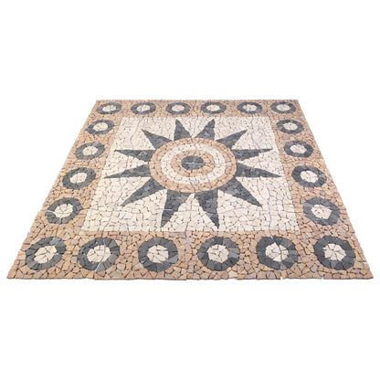 vidaXL Mosaic Tiles Flower Pattern Multicolour 120 x 120 cm Marble