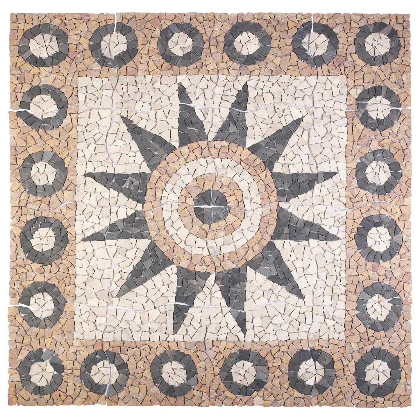 vidaXL Mosaic Tiles Flower Pattern Multicolour 120 x 120 cm Marble
