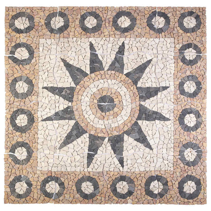 vidaXL Mosaic Tiles Flower Pattern Multicolour 120 x 120 cm Marble