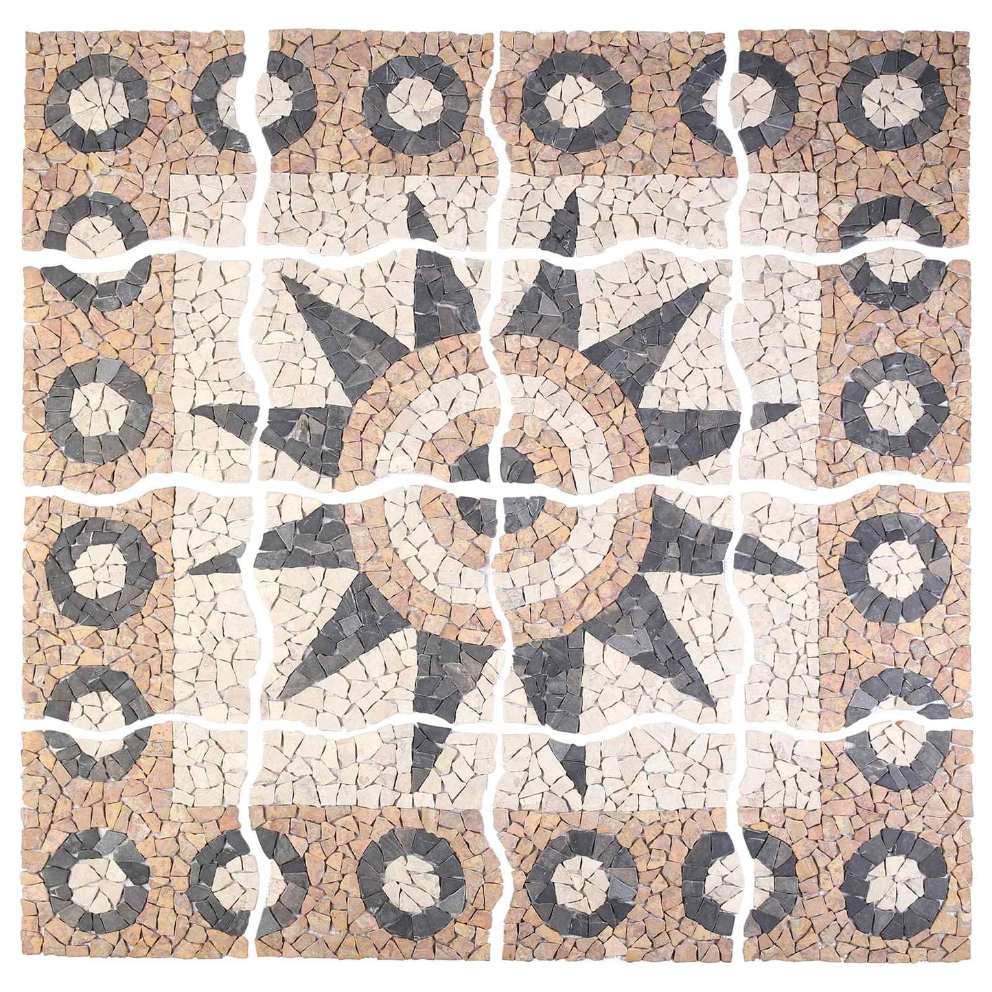 vidaXL Mosaic Tiles Flower Pattern Multicolour 120 x 120 cm Marble