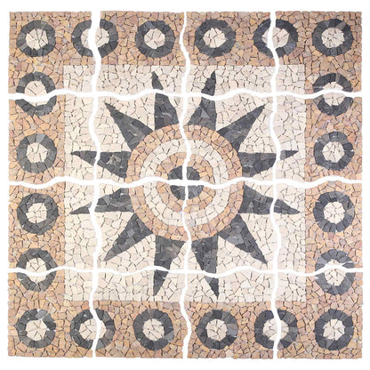 vidaXL Mosaic Tiles Flower Pattern Multicolour 120 x 120 cm Marble