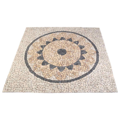 vidaXL Mosaic Tiles Sunflower Pattern Multicolour 120 x 120 cm Marble