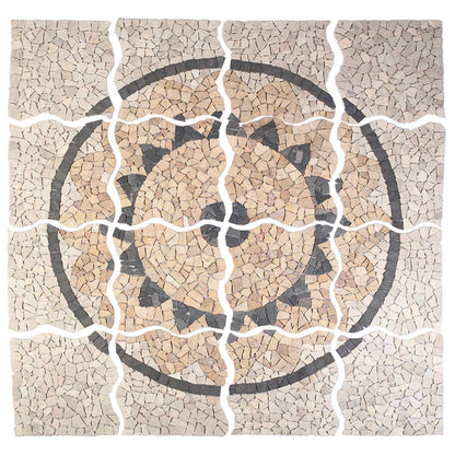 vidaXL Mosaic Tiles Sunflower Pattern Multicolour 120 x 120 cm Marble