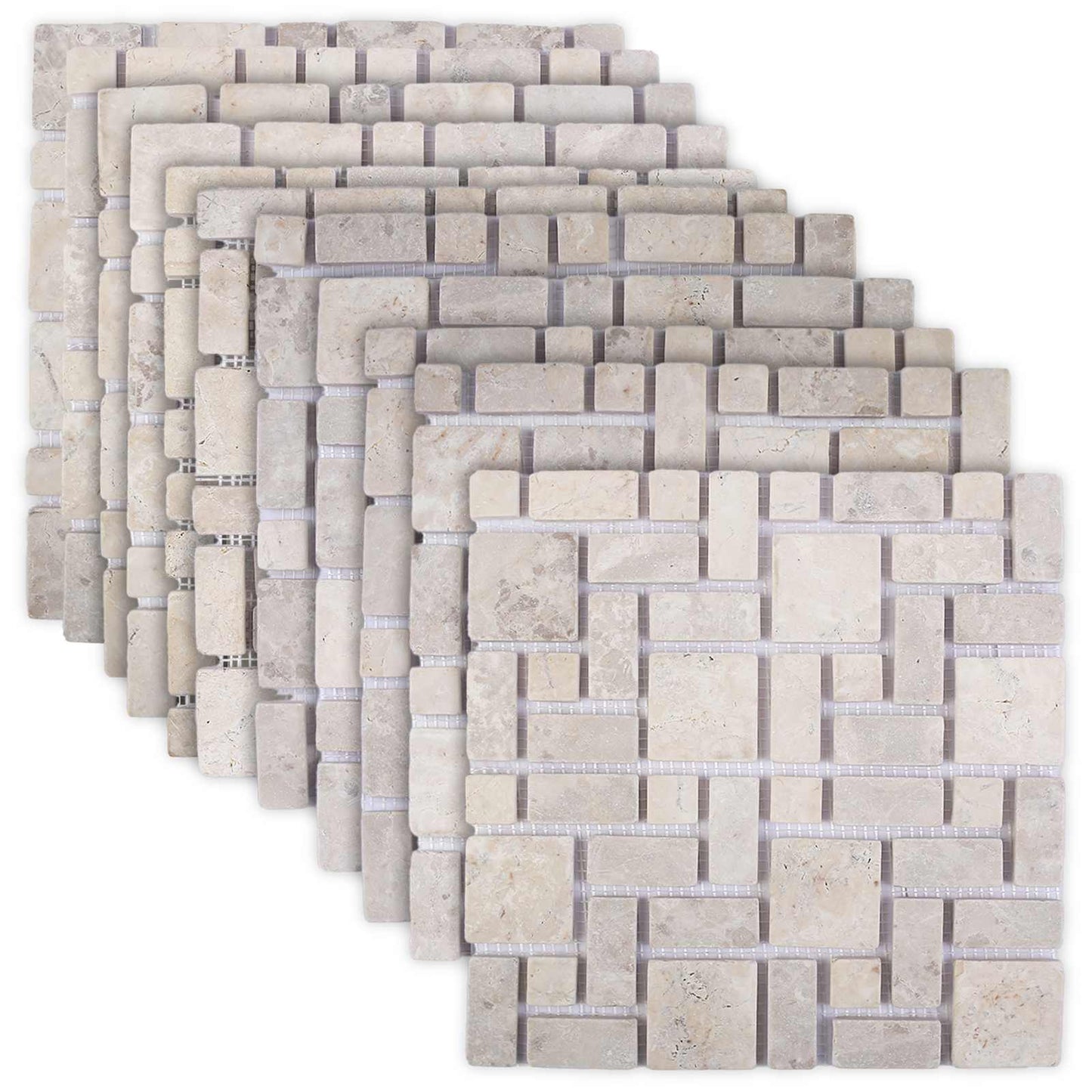vidaXL Mosaic Tiles Cream 30 x 30 cm Marble