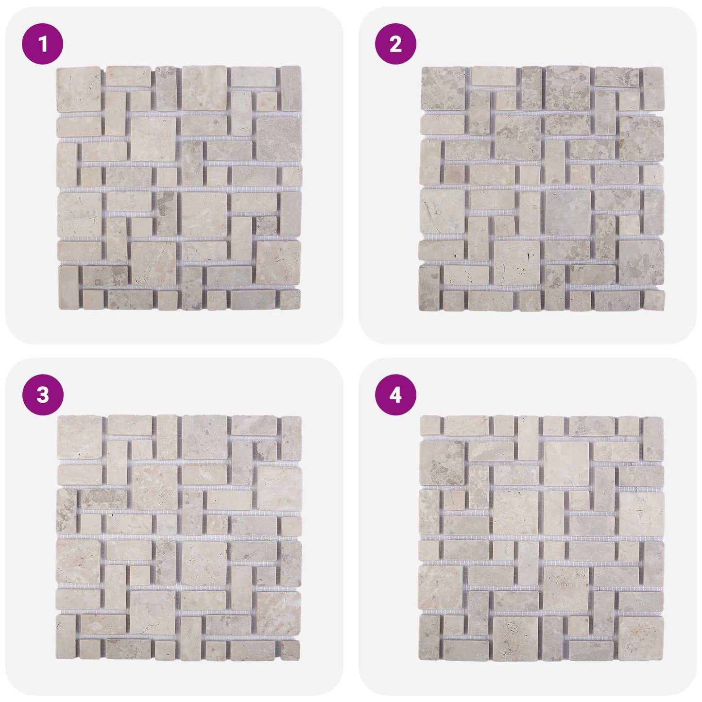 vidaXL Mosaic Tiles Cream 30 x 30 cm Marble