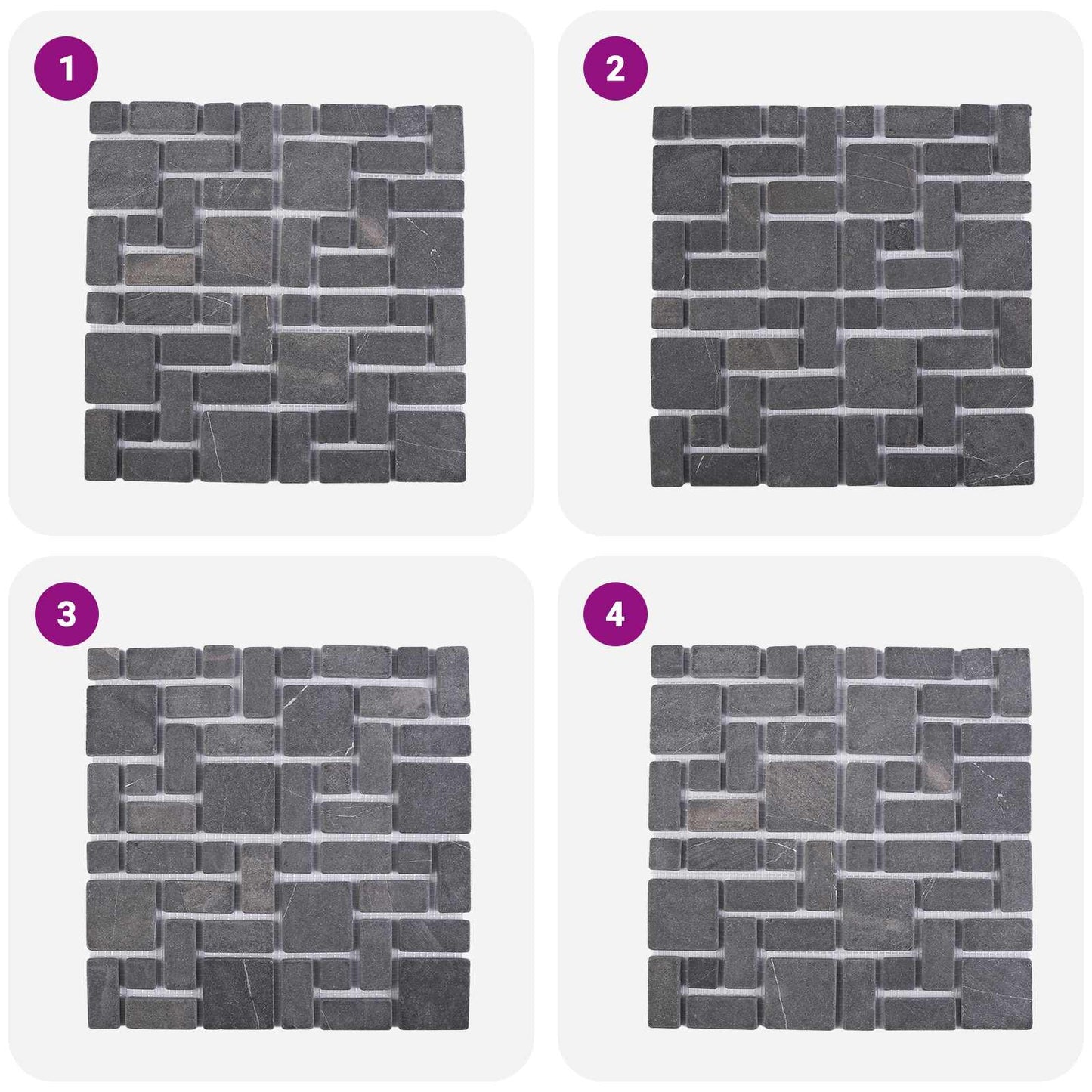 vidaXL Mosaic Tiles Grey 30 x 30 cm Marble