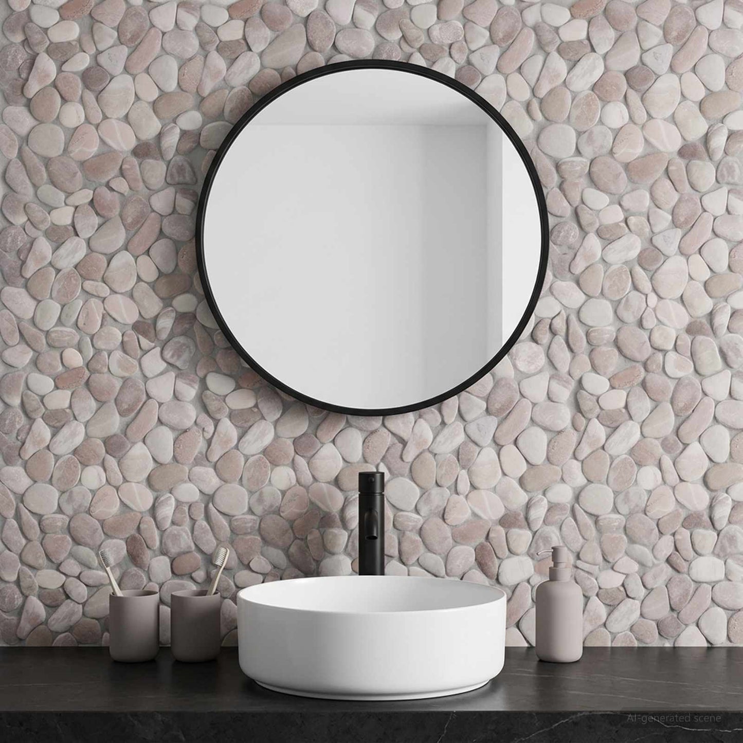 vidaXL Pebble Tiles Beige and Pale Pink 30 x 30 cm River Pebble