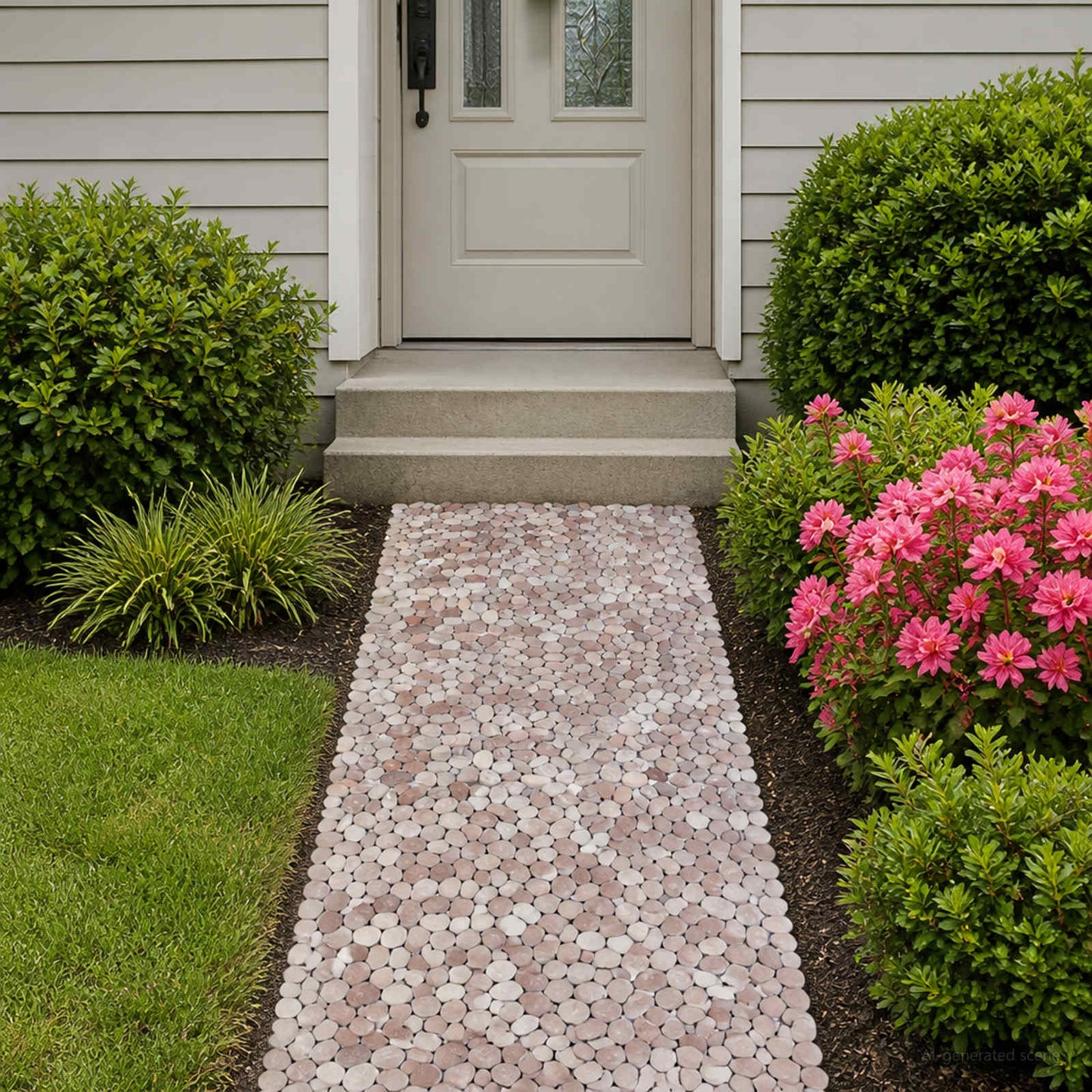 vidaXL Pebble Tiles Beige and Pale Pink 30 x 30 cm River Pebble