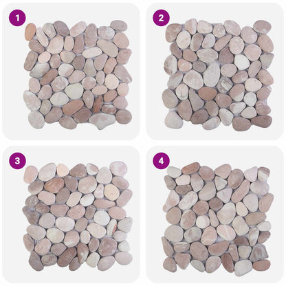 vidaXL Pebble Tiles Beige and Pale Pink 30 x 30 cm River Pebble