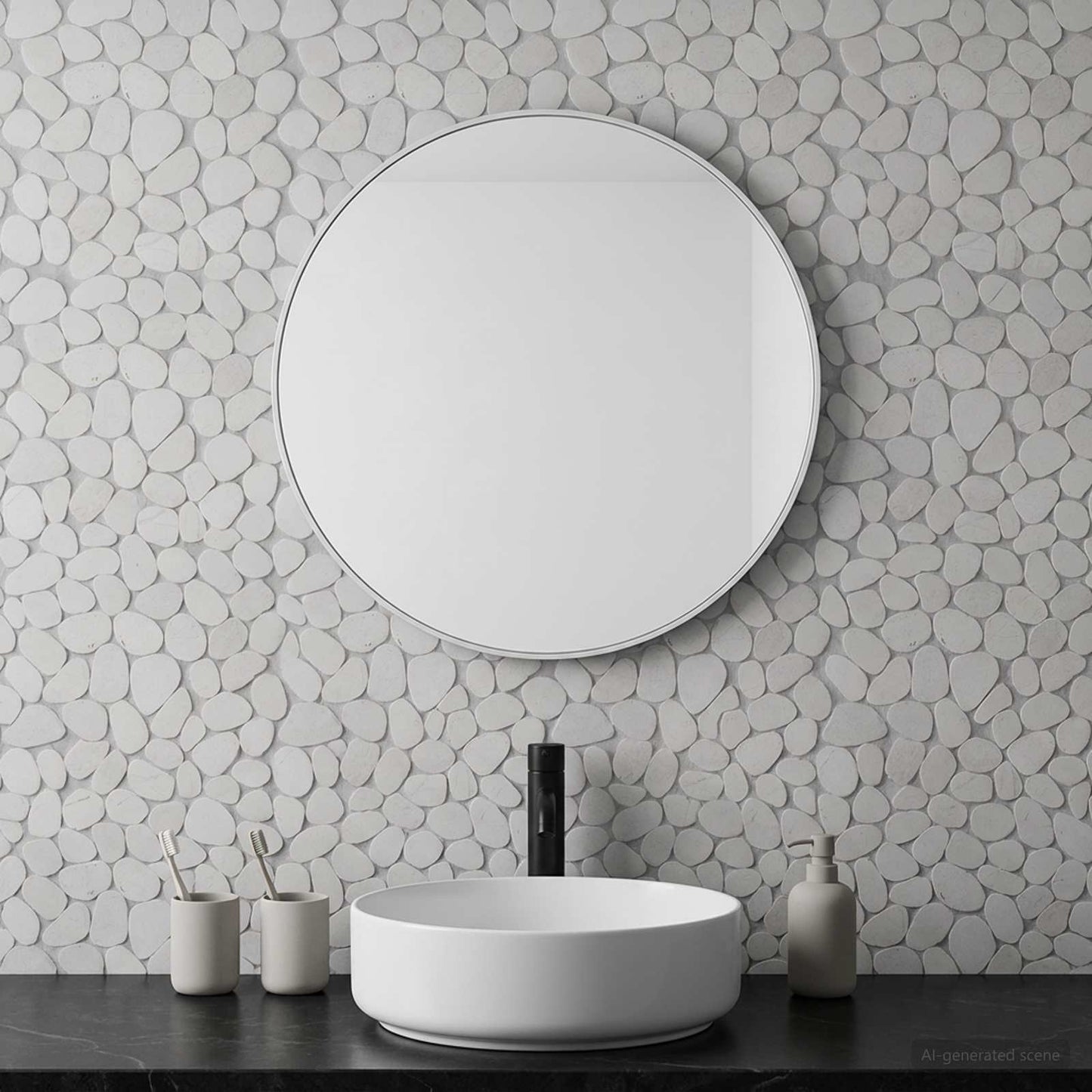 vidaXL Pebble Tiles White 30 x 30 cm River Pebble