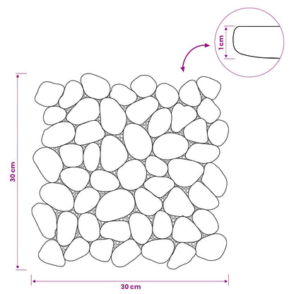 vidaXL Pebble Tiles White 30 x 30 cm River Pebble
