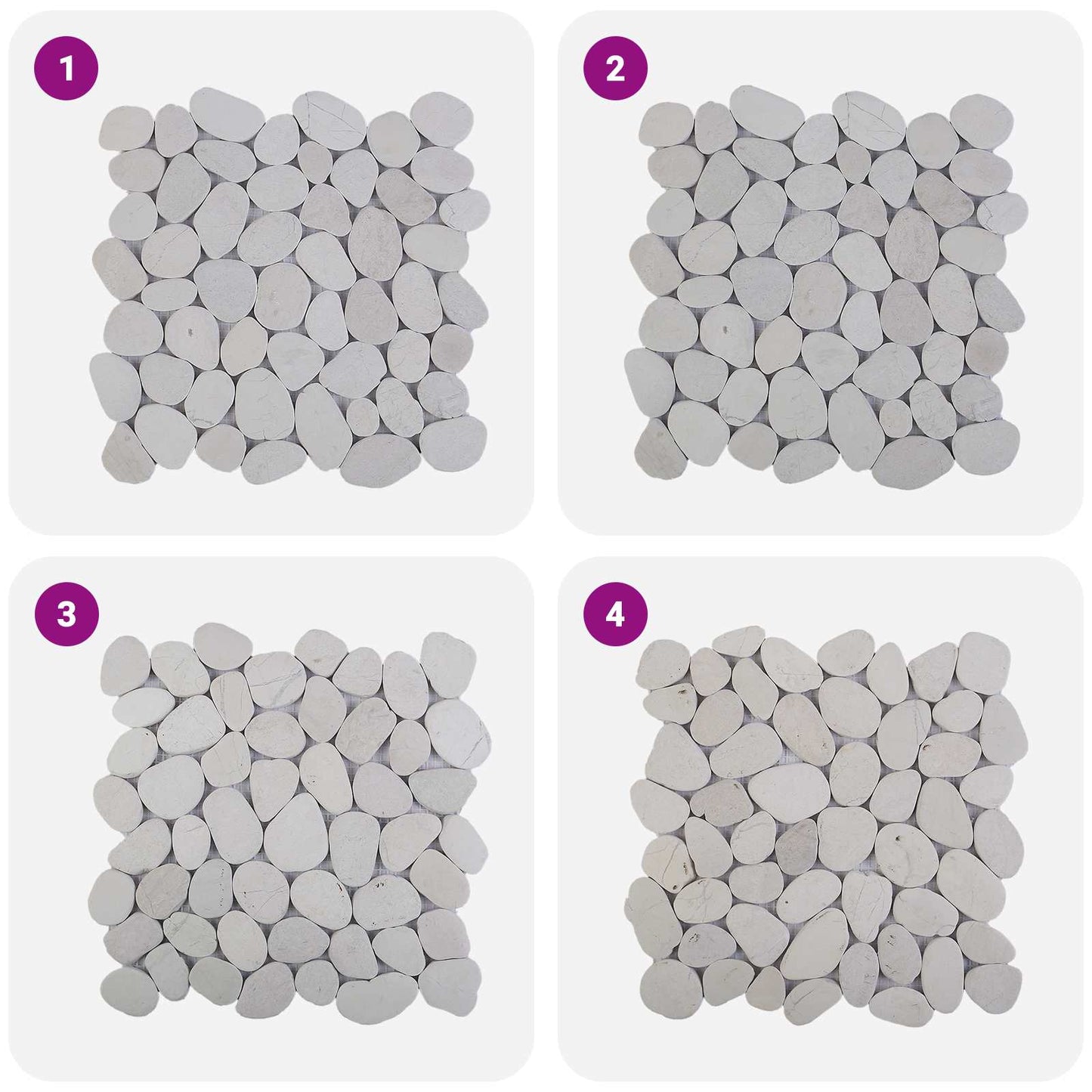 vidaXL Pebble Tiles White 30 x 30 cm River Pebble