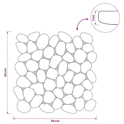 vidaXL Pebble Tiles Grey 30 x 30 cm River Pebble