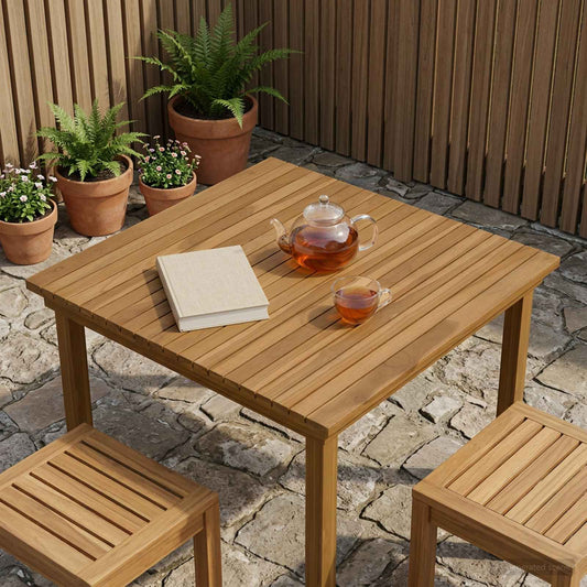 vidaXL Table Top 80 x 80 x 3.5 cm Square Solid Teak Wood Natural